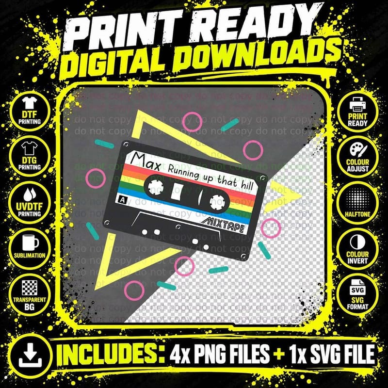 Running up That Hill Funny Cute 80s Max's Mix T-Shirt Png SVG Digital Bundle