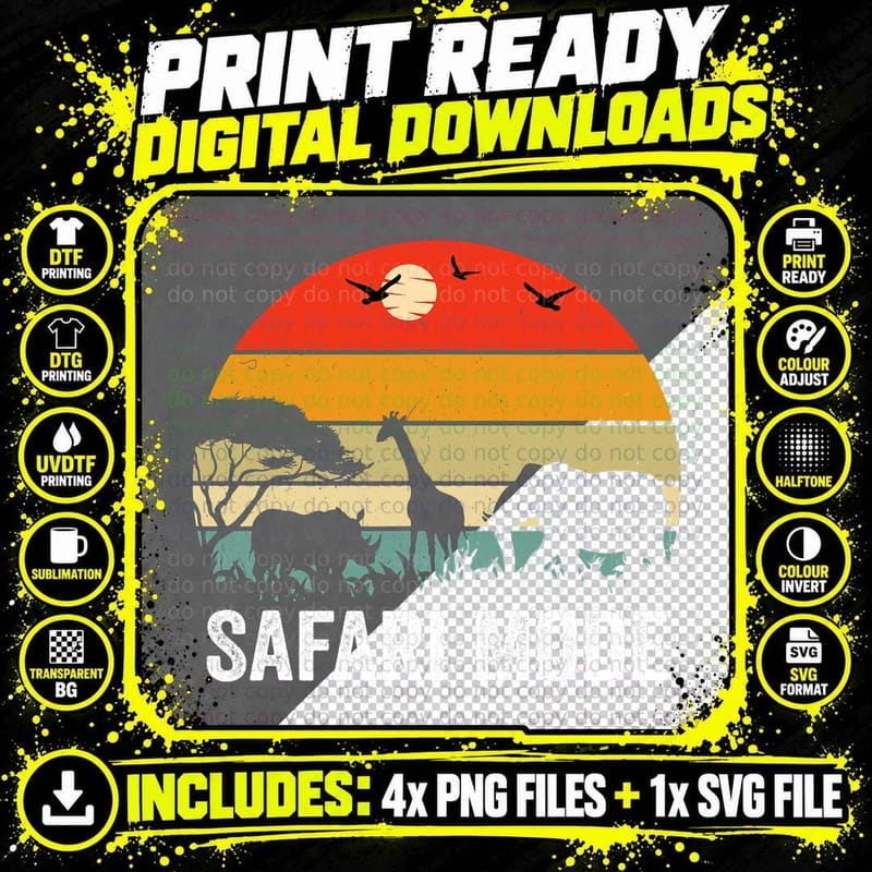 Safari Mode Zoo Kids Funny Safari Animal Wildlife Png SVG Digital Bundle