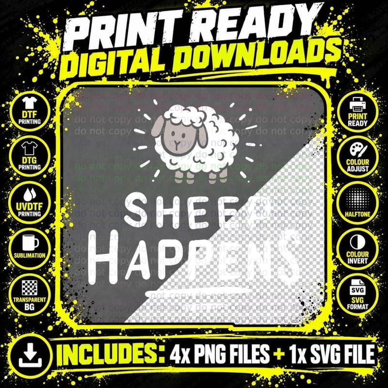Sheep Happens Funny Sheep Herding Farmers & Herders Png SVG Digital Bundle