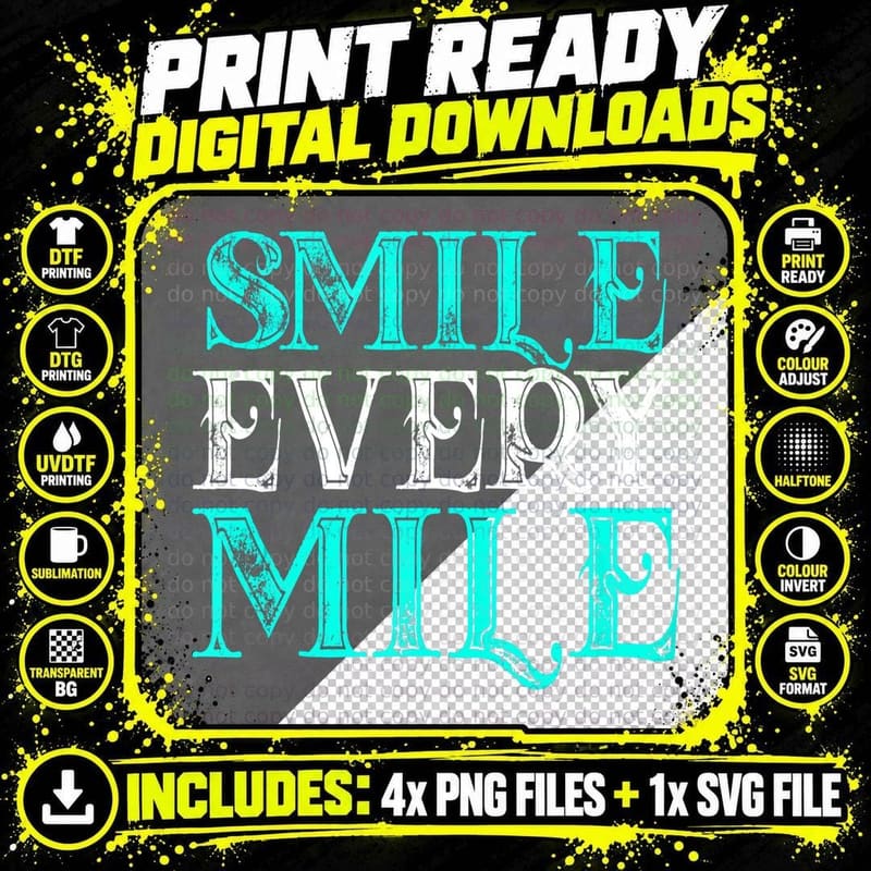 Smile Every Miles Funny Running Tee Gifts Running Png SVG Digital Bundle