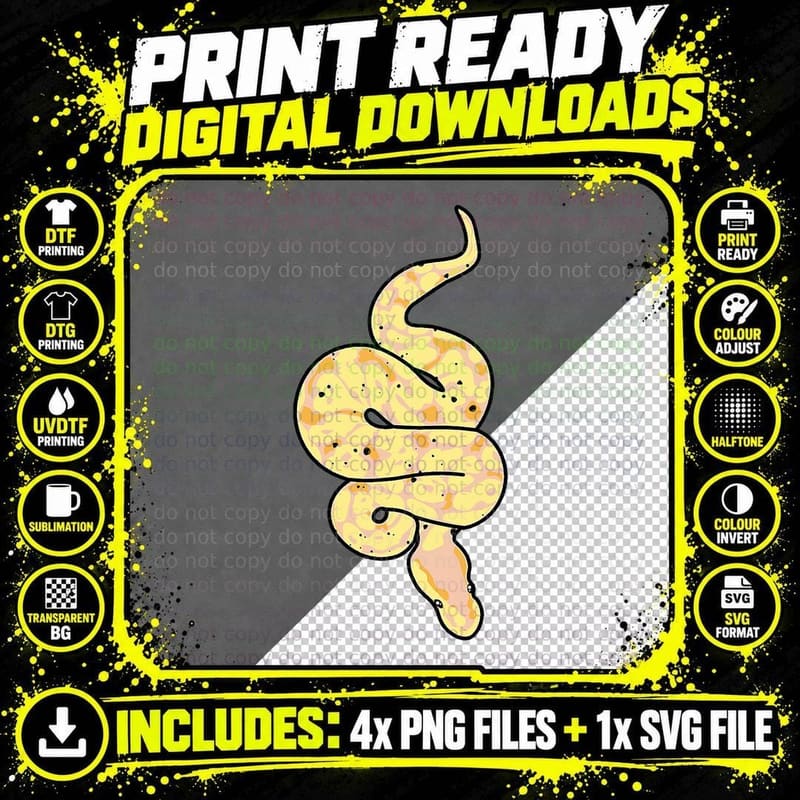Snake Lover Reptile Banana Ball Python Funny Noodle Png SVG Digital Bundle