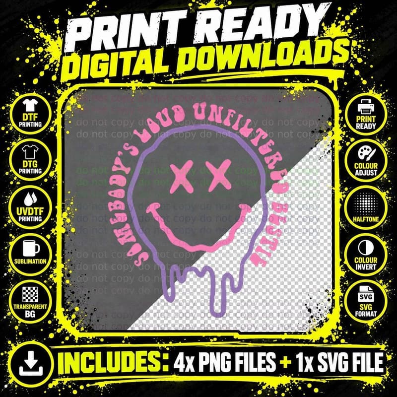 Somebody's Loud Ass Unfiltered Bestie Retro Funny Png SVG Digital Bundle