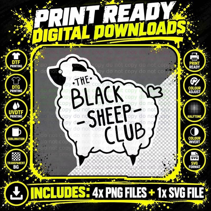 The Black Sheep Club Squad Funny Sarcastic T-Shirt Png SVG Digital Bundle