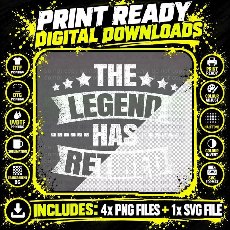 The Legend Has Retired Funny Retro Vintage Retirement Png SVG Digital Bundle