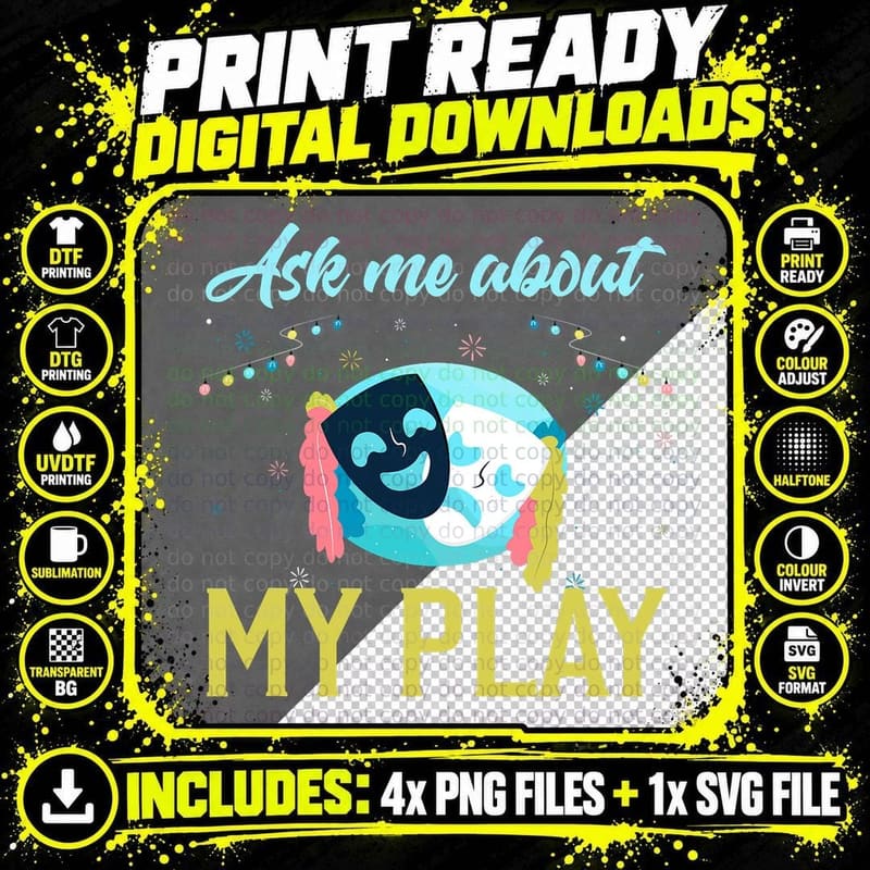 Theatre Funny Theatre Play Acting Lover Thespian Gift Png SVG Digital Bundle