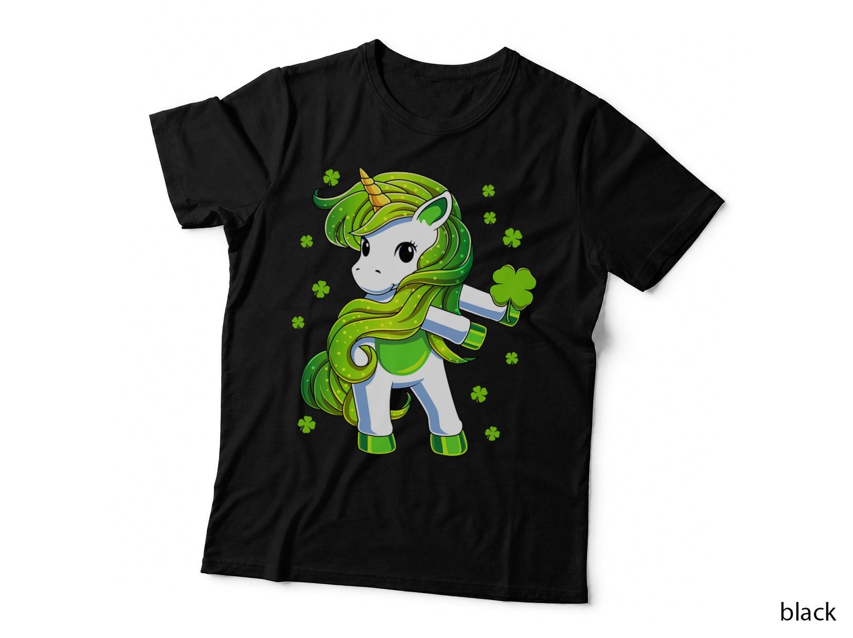 Unicorn Flossing Shamrock Funny St Patricks Day Girls Kids T-Shirt