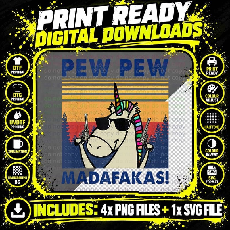 Unicorn Pew Madafakas Vintage Funny Unicorn Lovers Gift Png SVG Digital Bundle