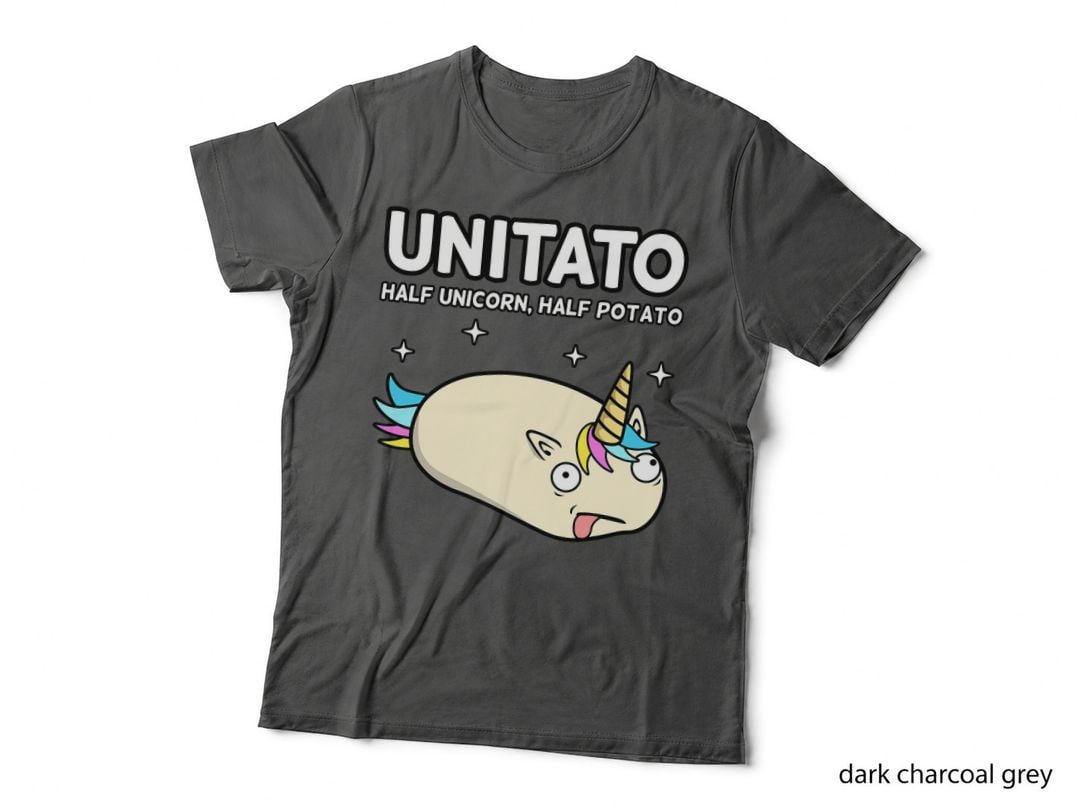 Unitato Unicorn Potato Funny Vegetable Fries Chips Graphic T-Shirt