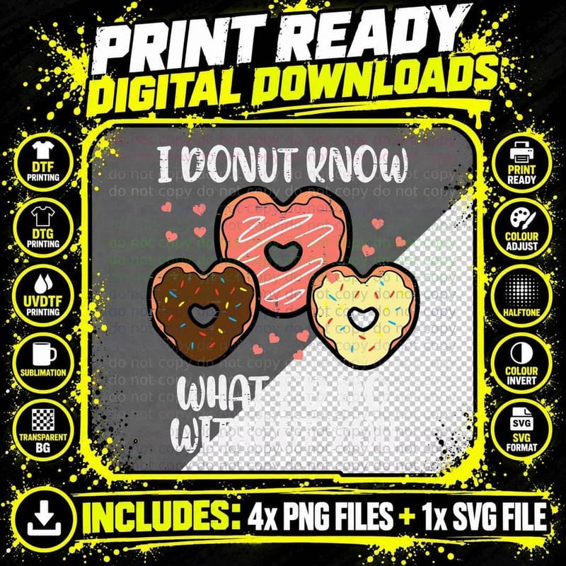 Valentines Day I Donut Know Funny Boys Girls Kids Png SVG Digital Bundle