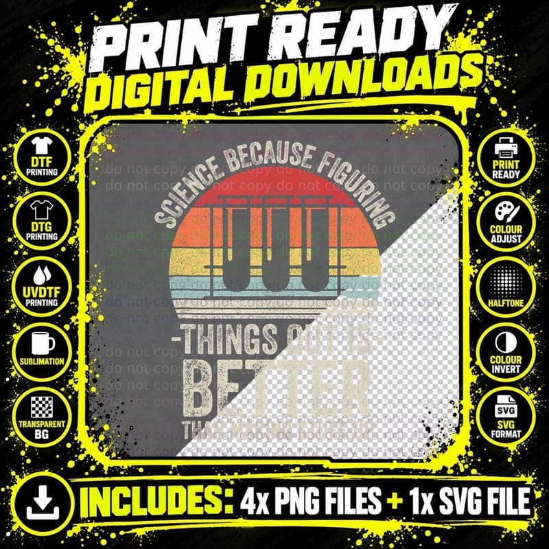 Vintage Retro Figuring Things Out Funny Science Themed Png SVG Digital Bundle