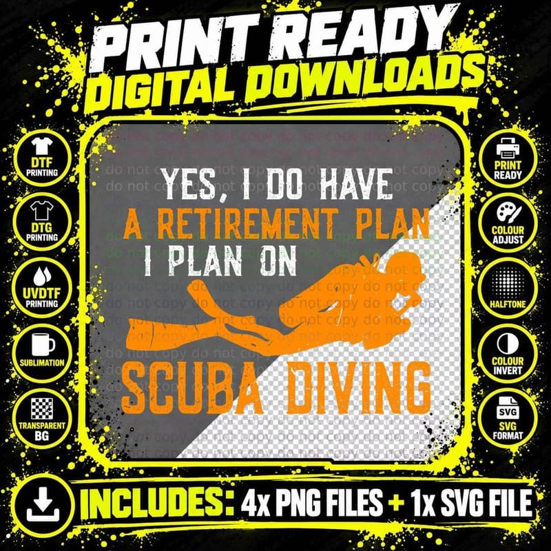 Vintage Scuba Diving Funny Scuba Diver Gift Freediving Png SVG Digital Bundle