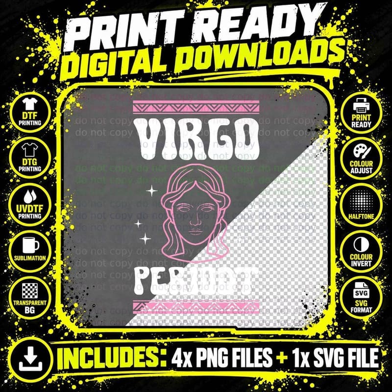 Virgo Periodt Gen Z Joke Zodiac Sign Cute Astrology Png SVG Digital Bundle