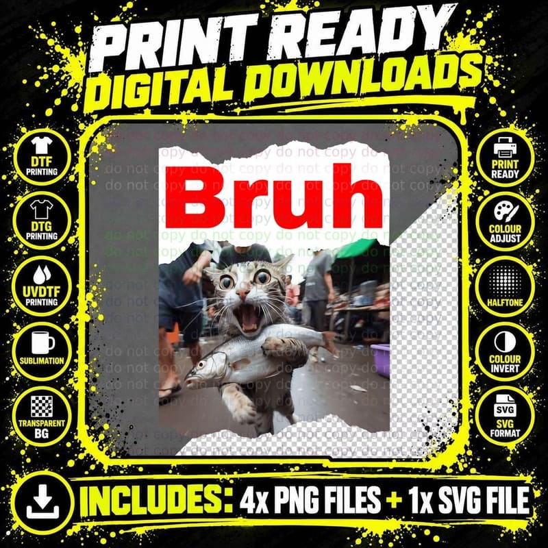 Bruh Meme, Funny Saying Brother Greeting Teens Boys Men Png SVG Digital Bundle