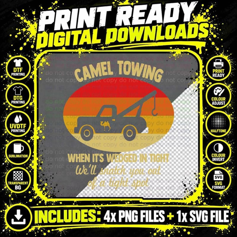 Camel Towing Retro Adult Camel Toe Funny Saying T-Shirt Png SVG Digital Bundle