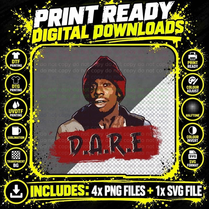 Dave Cheppelle Dare T-Shirt Png SVG Digital Bundle