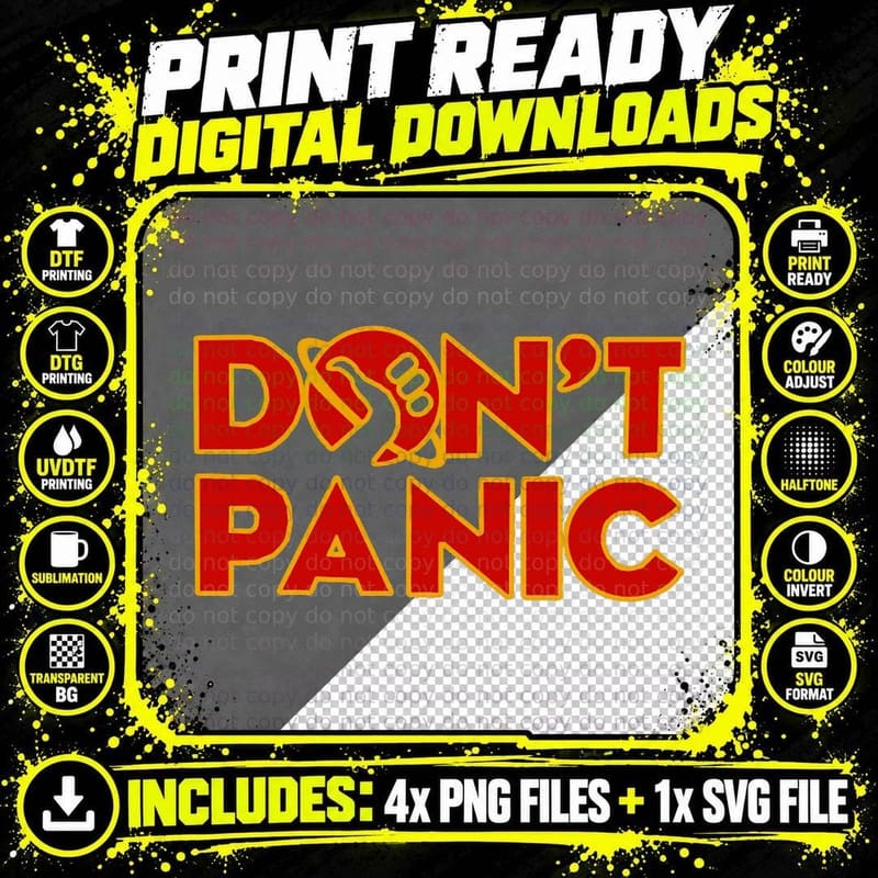 Don't Panic the Hitchhiker's Guide to the Galaxy T-Shirt Png SVG Digital Bundle