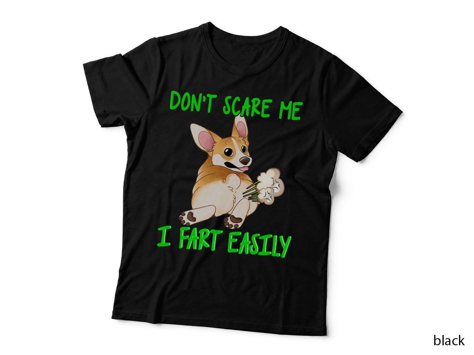 Don't Scare Me I Fart Easily Funny Fart Joke Corgi T-Shirt