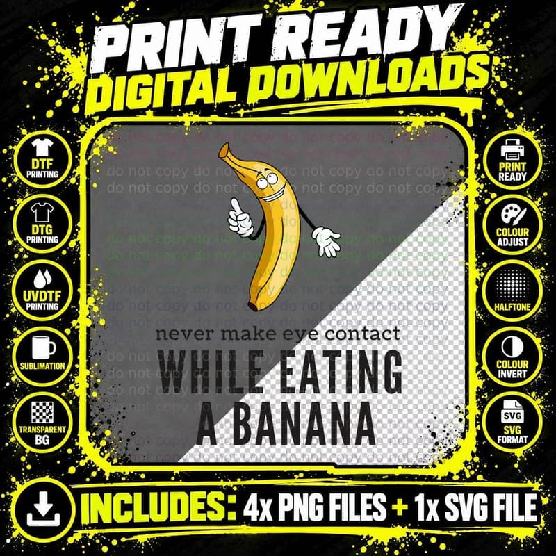 Eye Contacts While Eating a Banana Adult Humor Dirty Png SVG Digital Bundle
