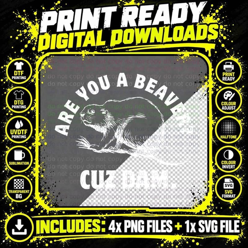 Funny Bad Pickup Line - Are You a Beaver Joke T-Shirt Png SVG Digital Bundle