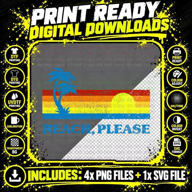 Funny Beach, Please T-Shirt Png SVG Digital Bundle