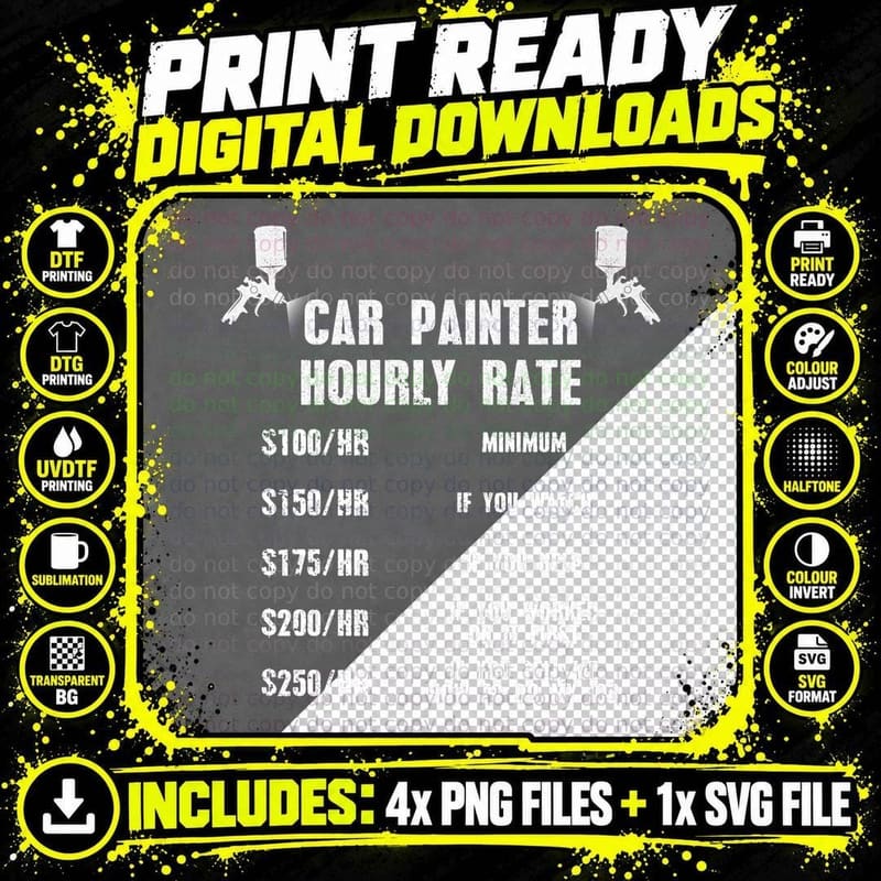 Funny Car Painting Gift Auto Spray Car Painter T-Shirt Png SVG Digital Bundle