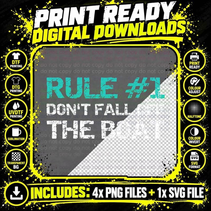 Funny Cruise Shirts - Rule 1 Don't Fall off the Boat Png SVG Digital Bundle