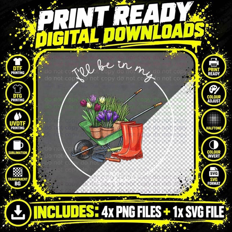 Funny Distressed Gardening, I'll Be in My Office Garden Png SVG Digital Bundle
