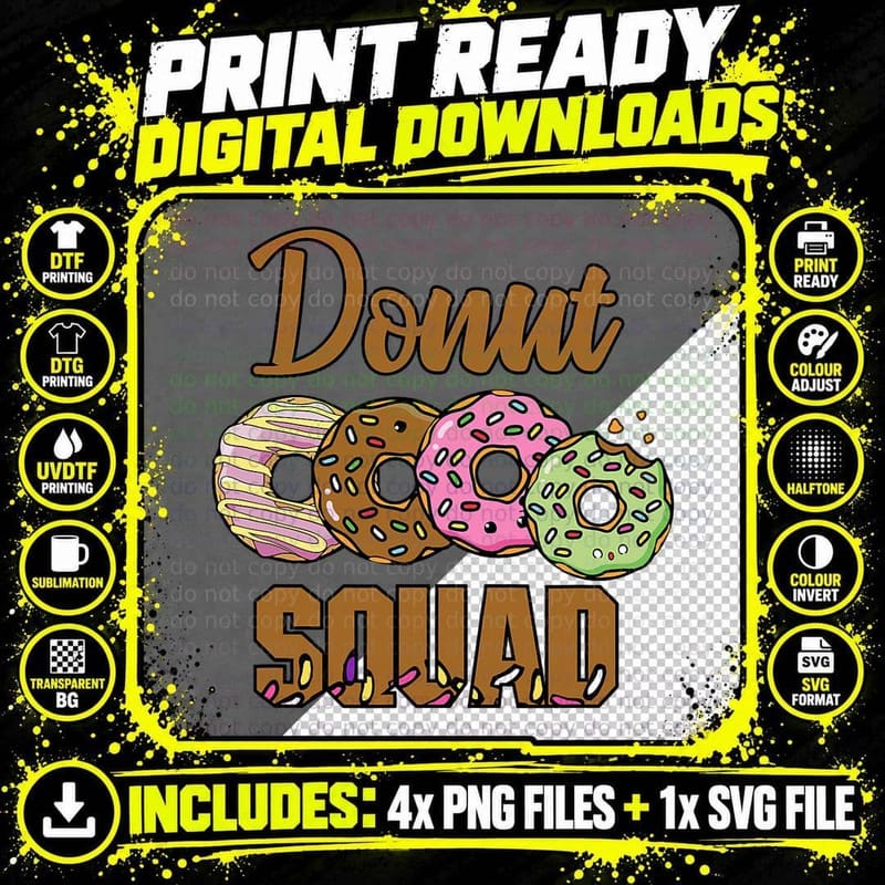 Funny Donut Squad, Doughnut for Men Women, Snack T-Shirt Png SVG Digital Bundle