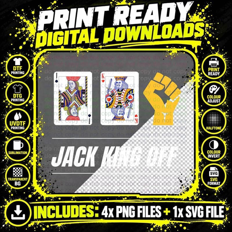 Funny Gambling Card Game Draw Poker Jack King off Humor Png SVG Digital Bundle