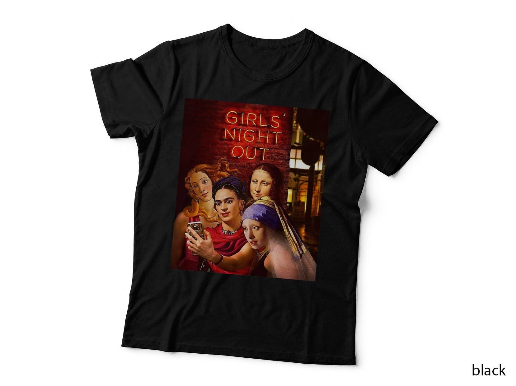 Funny Girls Night Out, Mona Lisa Painting Artworks T-Shirt