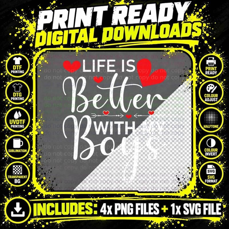 Funny Graphic Tees for Wife Moms Life Is So Much Better Png SVG Digital Bundle