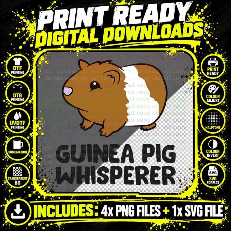 Funny Guinea Pig Lover Guinea Pig Whisperer T-Shirt Png SVG Digital Bundle