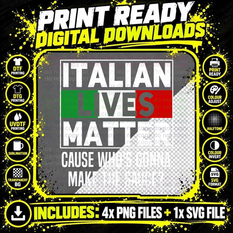 Funny Italian Lives Matter Cook Novelty Gift Italy Flag Png SVG Digital Bundle
