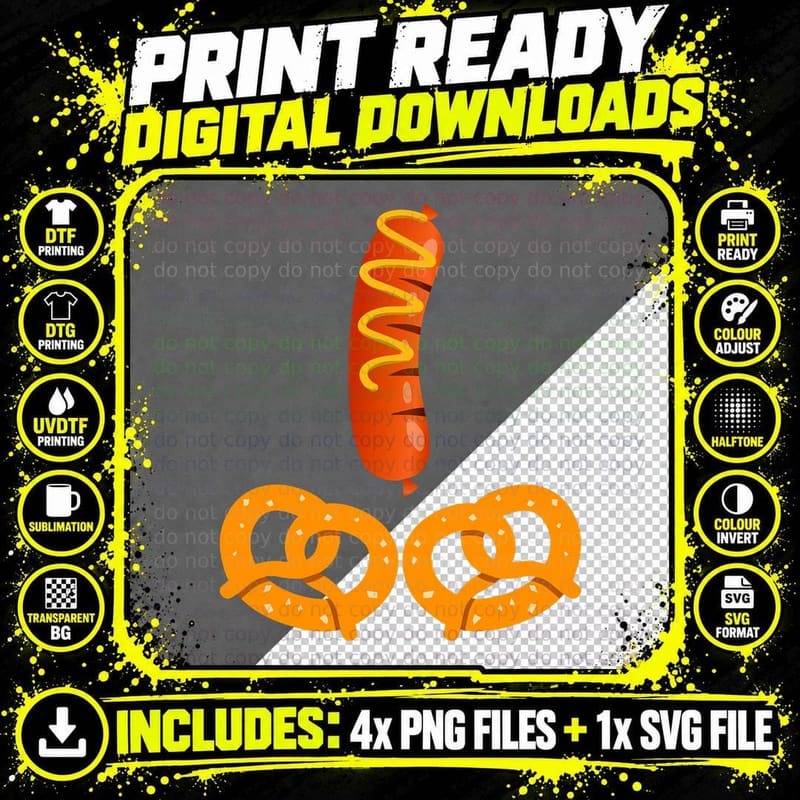 Funny Pretzel Wurst Costume German Oktoberfest Party Png SVG Digital Bundle