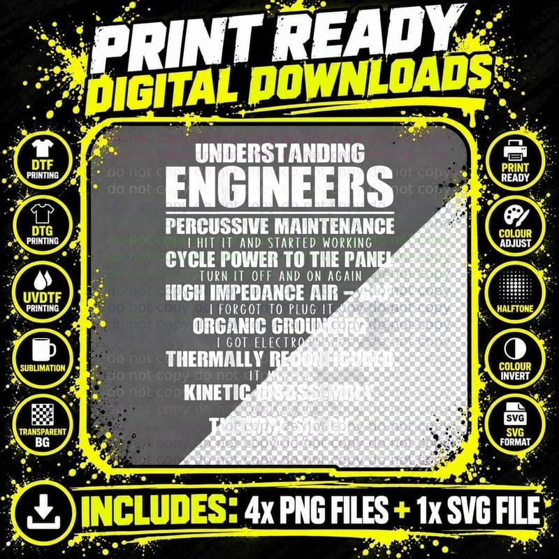 Funny Proud Engineering Definition Understanding Png SVG Digital Bundle