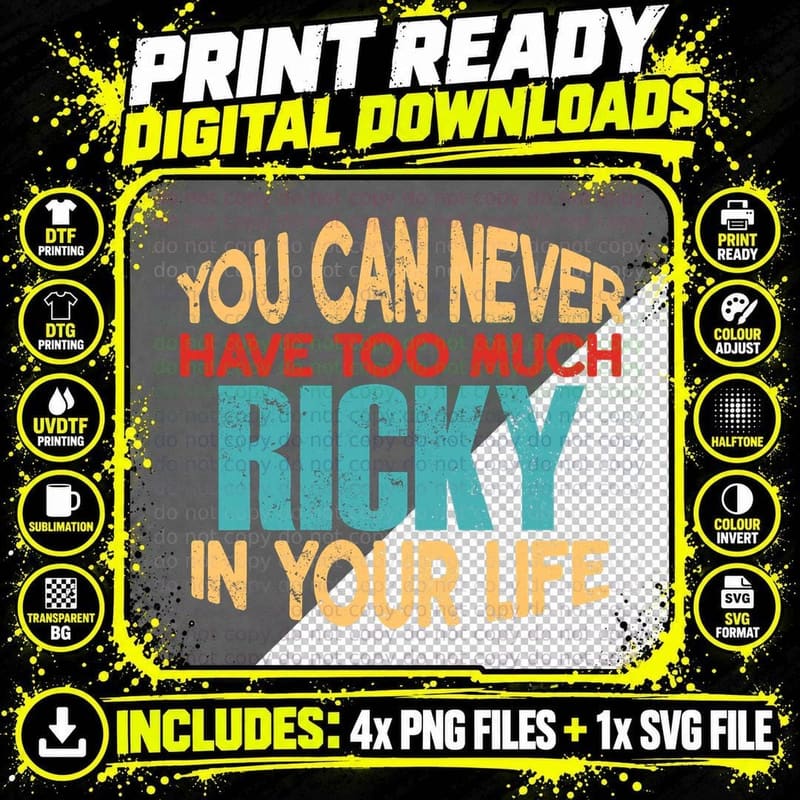 Funny Ricky Personalized Tshirt First Name Joke Item Png SVG Digital Bundle