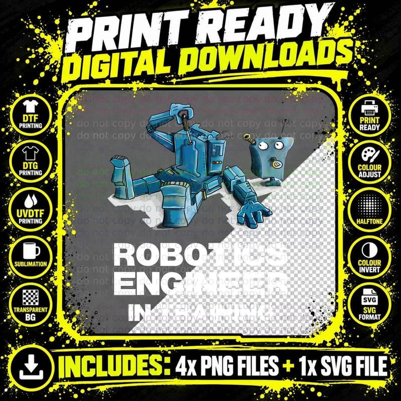 Funny Robot for Kids Robotics Engineer in Training Png SVG Digital Bundle