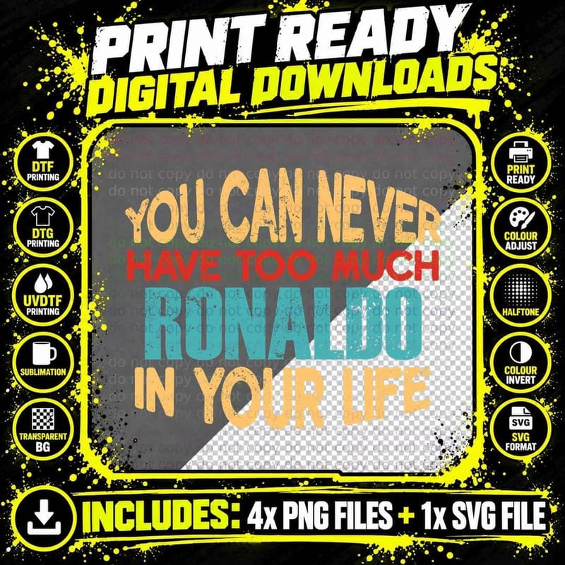 Funny Ronaldo Personalized Tshirt First Name Joke Item Png SVG Digital Bundle