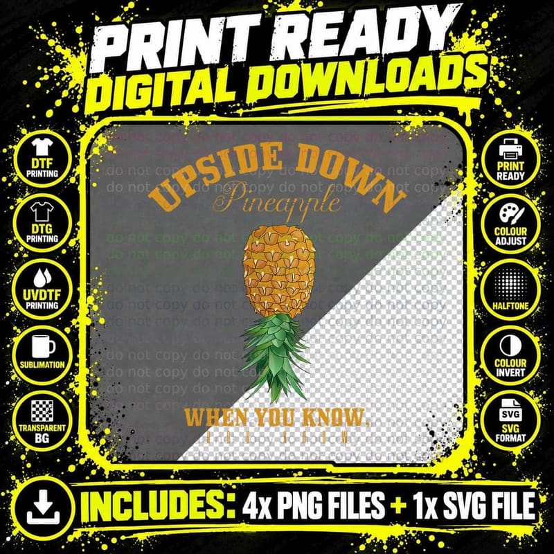 Funny Upside Down Pineapple You Know Hawaii Summer Fruit Png SVG Digital Bundle