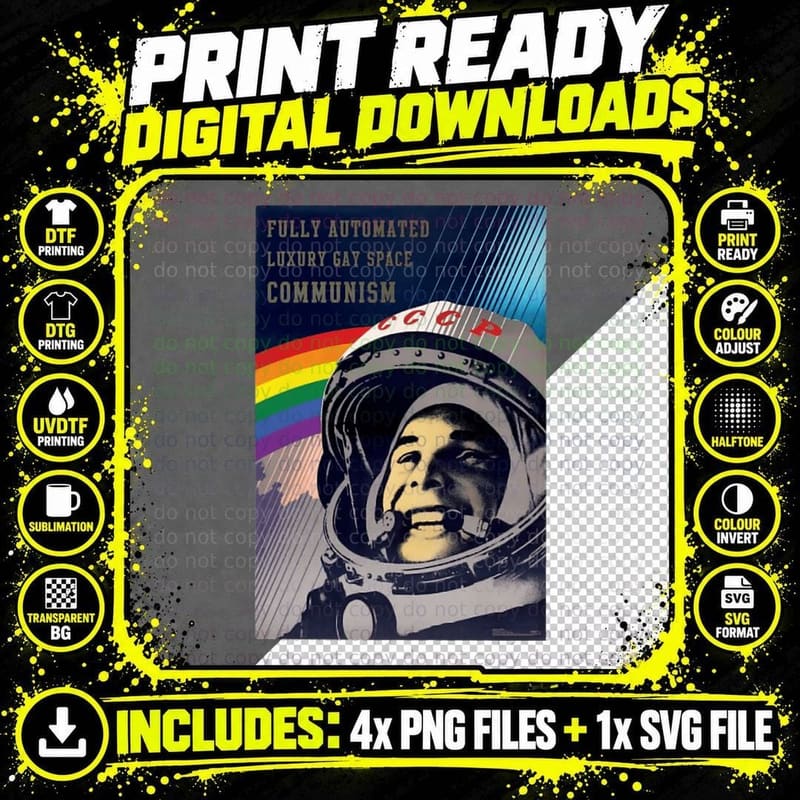 Gay Space Communism T-Shirt Png SVG Digital Bundle