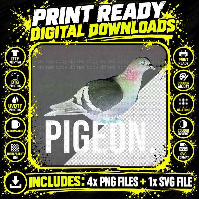 Gen Z Humor Pigeon Inverted Colors T-Shirt Png SVG Digital Bundle
