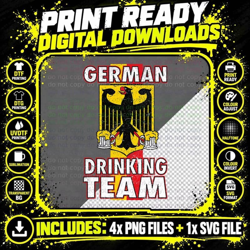 German Drinking Team Germany Flag Funny Oktoberfest Gift Png SVG Digital Bundle