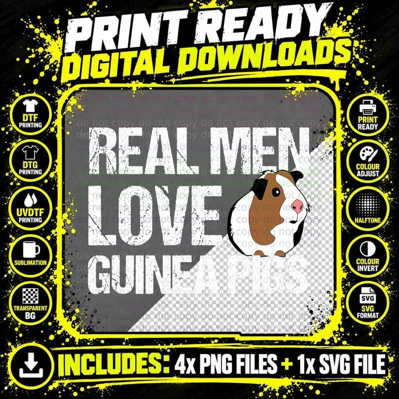 Guinea Pig for Men Real Love Funny Cavy Gift Apparel Png SVG Digital Bundle