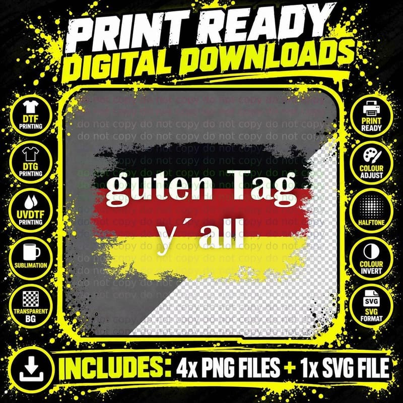 Guten Tag Y All Funny German Oktoberfest Apparel T-Shirt Png SVG Digital Bundle