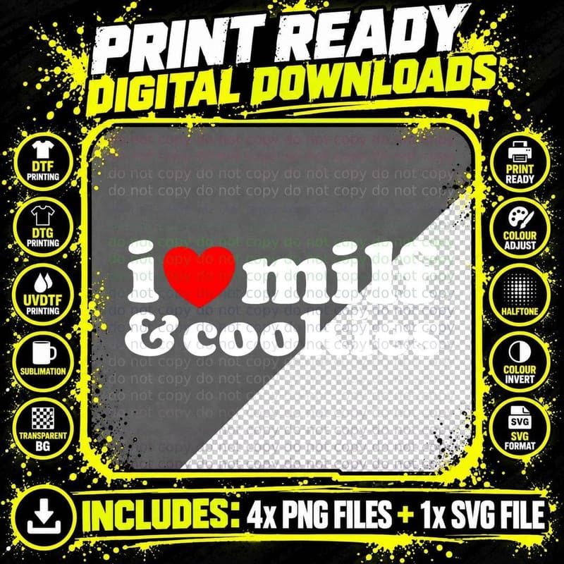 I Heart Milf & Cookies - Funny Milk Love Hot Sweet Moms Png SVG Digital Bundle