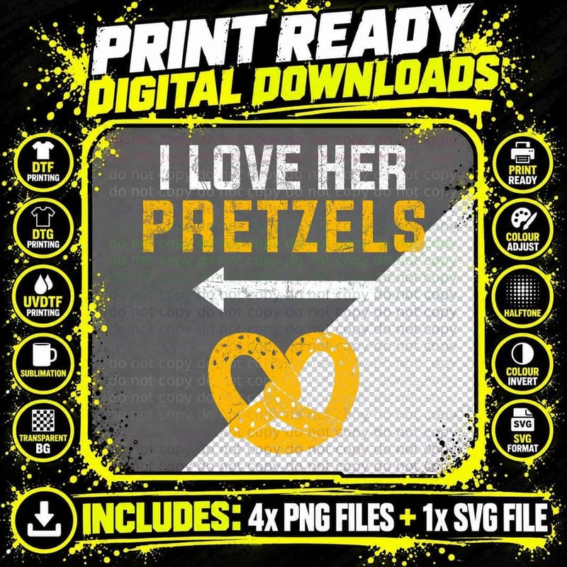 I Love Her Pretzels Funny Matching Couple Oktoberfest Png SVG Digital Bundle