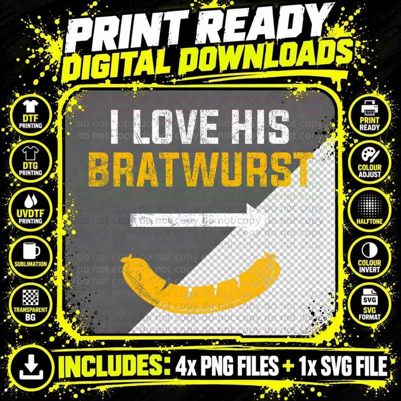I Love His Bratwurst Funny Matching Couple Oktoberfest Png SVG Digital Bundle