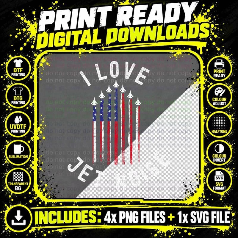 I Love Jet Noise Funny Patriotic Air Show T-Shirt Png SVG Digital Bundle