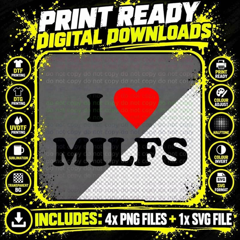 I Love Milfs, Mors Day, Heart Milfs Husband Joke T-Shirt Png SVG Digital Bundle