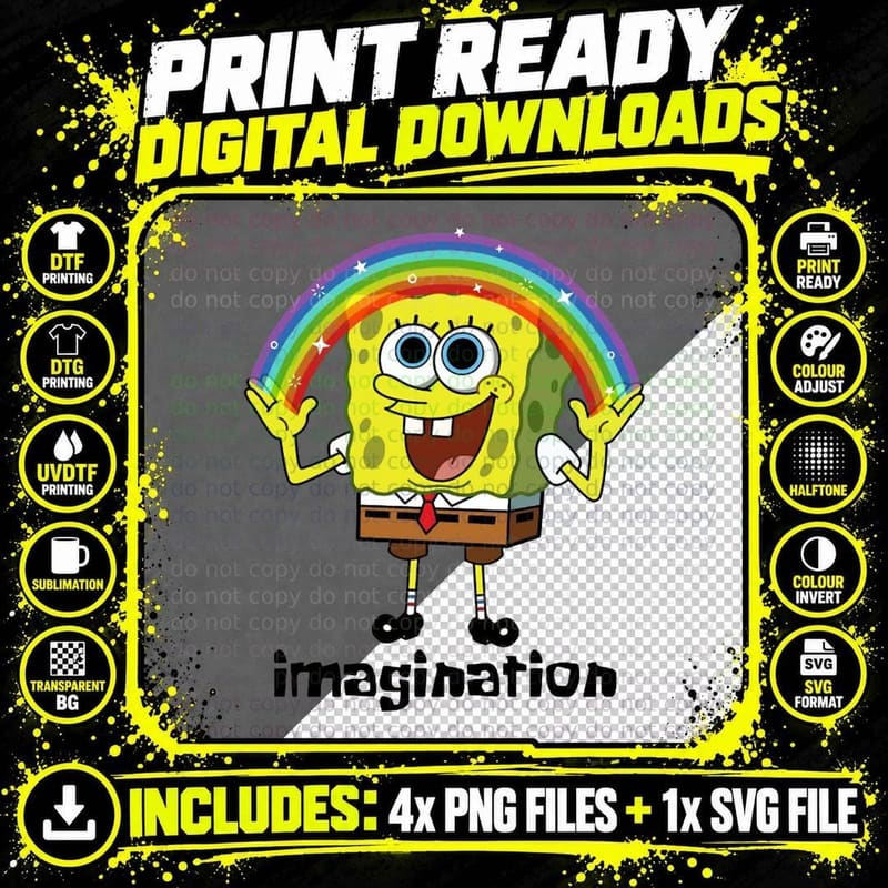 Imagination Spongebob Squarepants Meme T-Shirt Png SVG Digital Bundle